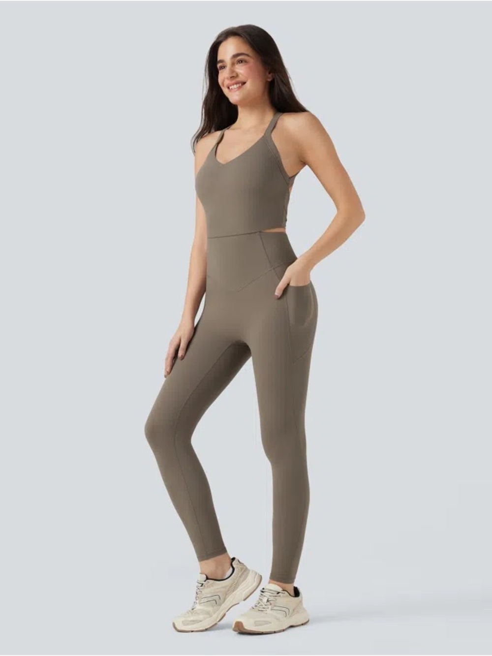 Halara UltraSculpt Tummy Control Training Jumpsuit with Pocket Size:Medium